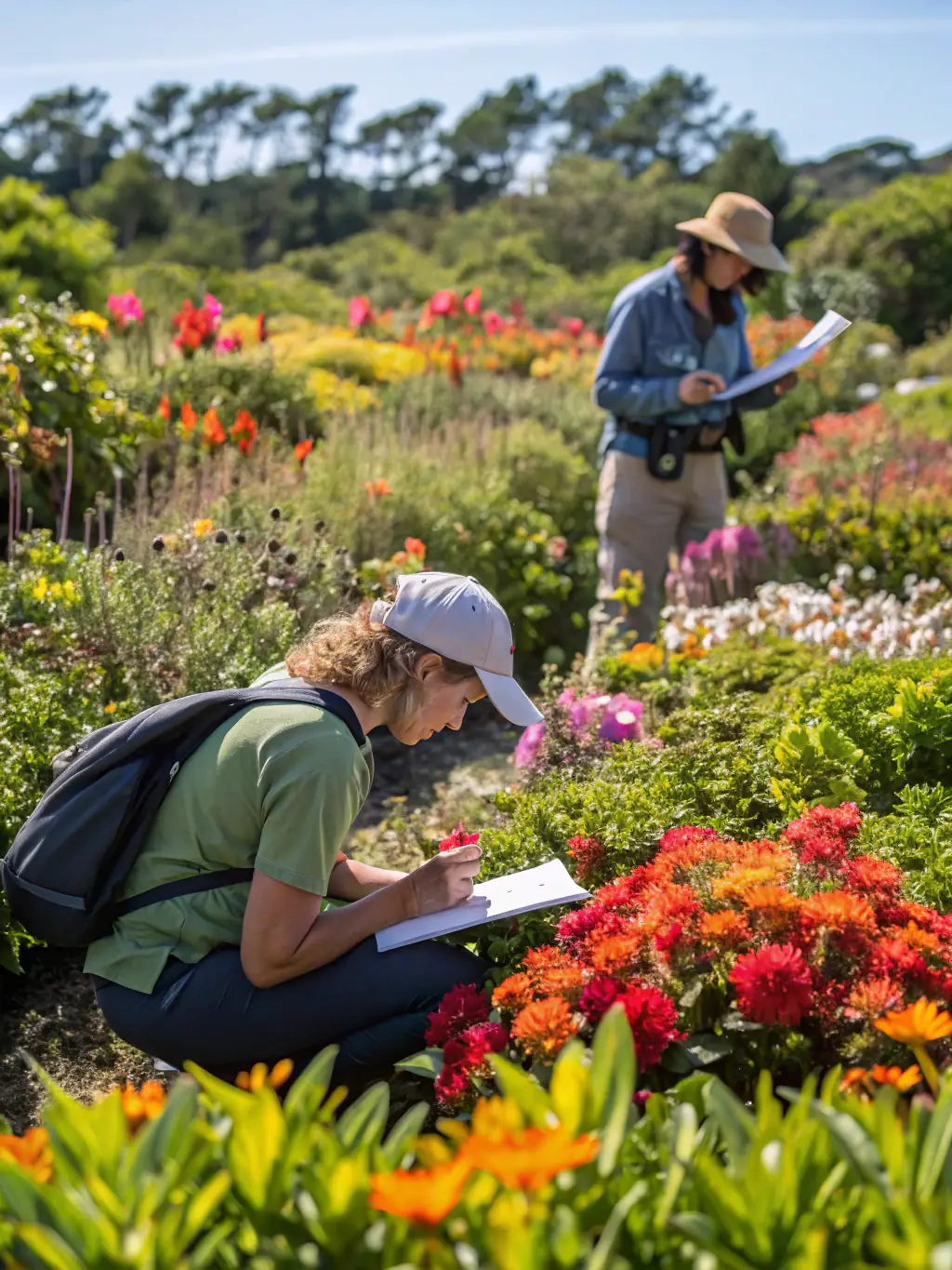 A diverse group of scientists and local community members collaborating on a research project in a natural setting, showcasing the collaborative nature of ethnobotanical research.