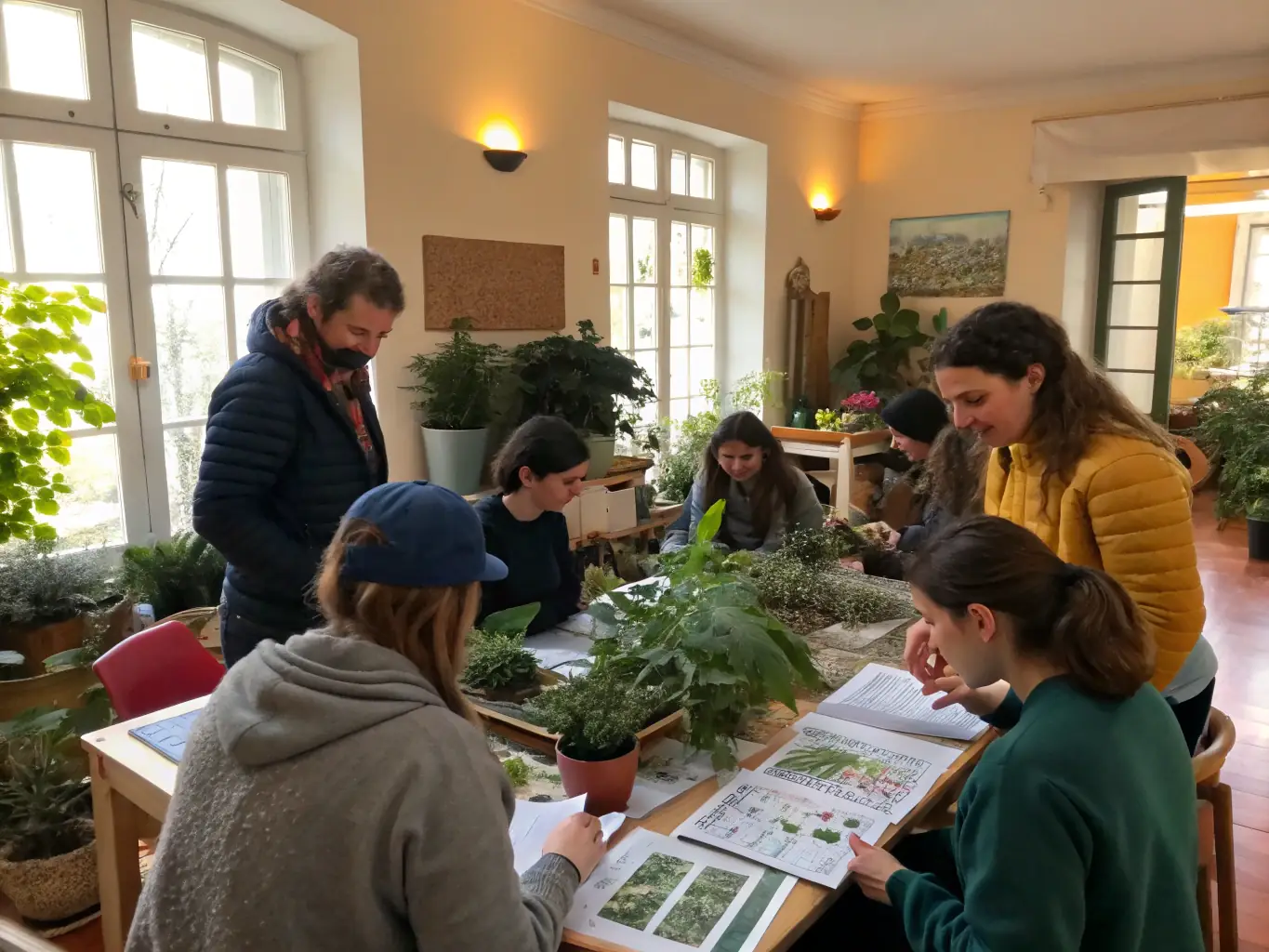 A workshop session where SRDSE members are teaching local community members about traditional plant uses and conservation techniques.